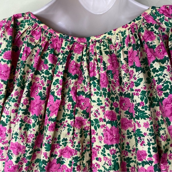 Zara Voluminous Pink and Green Floral Puff Sleeve Dress Size S - Picture 11 of 16